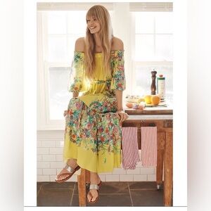 Anthropologie Yellow Floral Maxi Dress